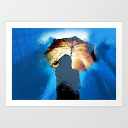 Raindrops keep falling on my head in blue girl with umbrella color photograph - photography - photographs for office, home, wall decor Art Print | Raindrops, Paris, Female, With, Homedecor, Photographs, Umbrella, Girlpower, London, Dewdrops 