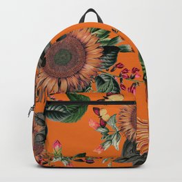 Orange Sunflower & Daisy Garden Floral  Backpack