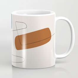 Abstract Line Art Burnt Orange Navy Gray Coffee Mug