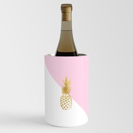 Pink white colorblock gold geometrical pineapple Wine Chiller