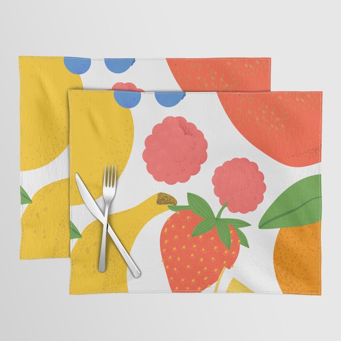 Summer tropical fruit seamless pattern illustration Placemat