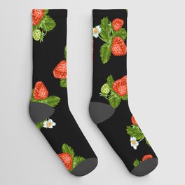 cottage strawberries on black Socks