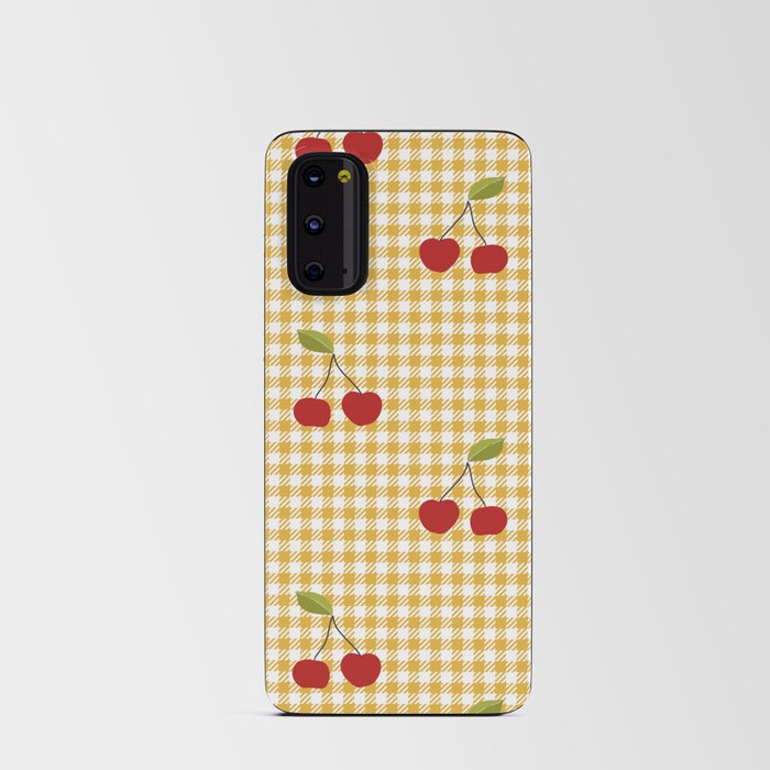 Cherries Yellow Plaid Android Card Case