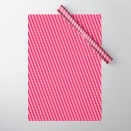 [ Thumbnail: Light Salmon & Deep Pink Colored Stripes/Lines Pattern Wrapping Paper ]
