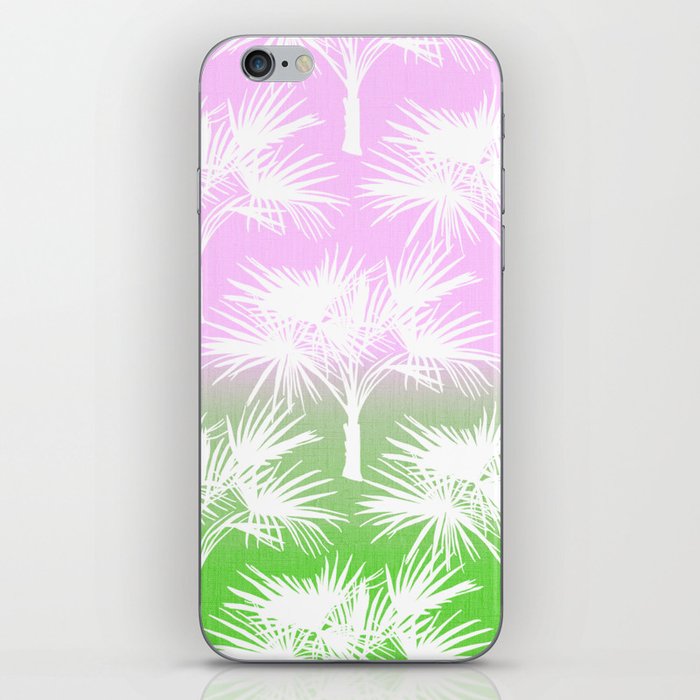 70’s Tie Dye Ombre Palm Trees Pink and Green iPhone Skin