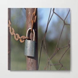 castle fence chain locks metal Metal Print | Long Exposure, Iron, Rusty, Color, Padlock, Photo, Hdr, Gate, Digital, Hi Speed 