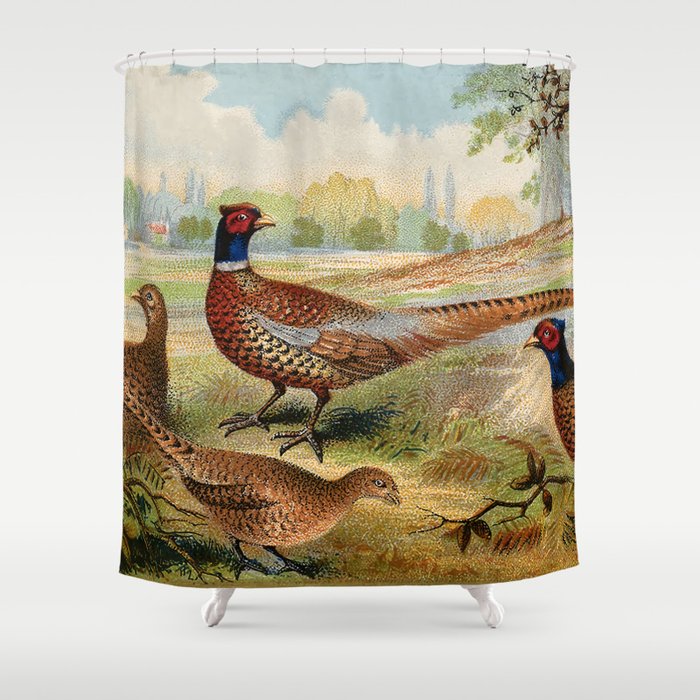 Vintage Pheasants Shower Curtain