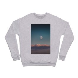 moon, clouds, sky, evening, dusk Crewneck Sweatshirt