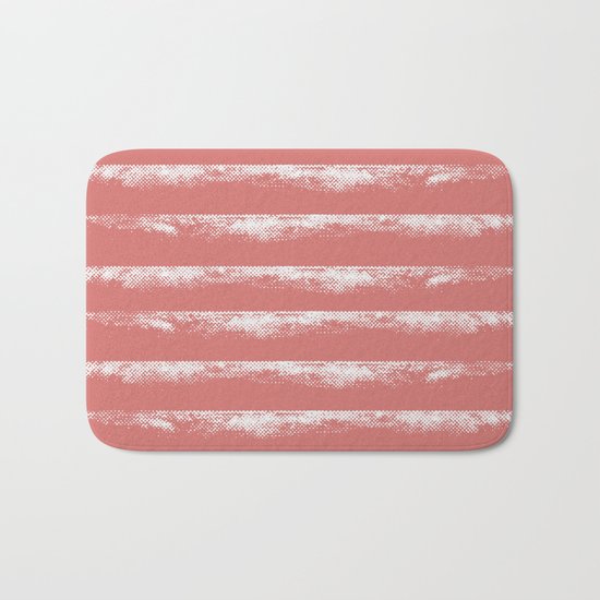 Irregular Stripes Coral Bath Mat