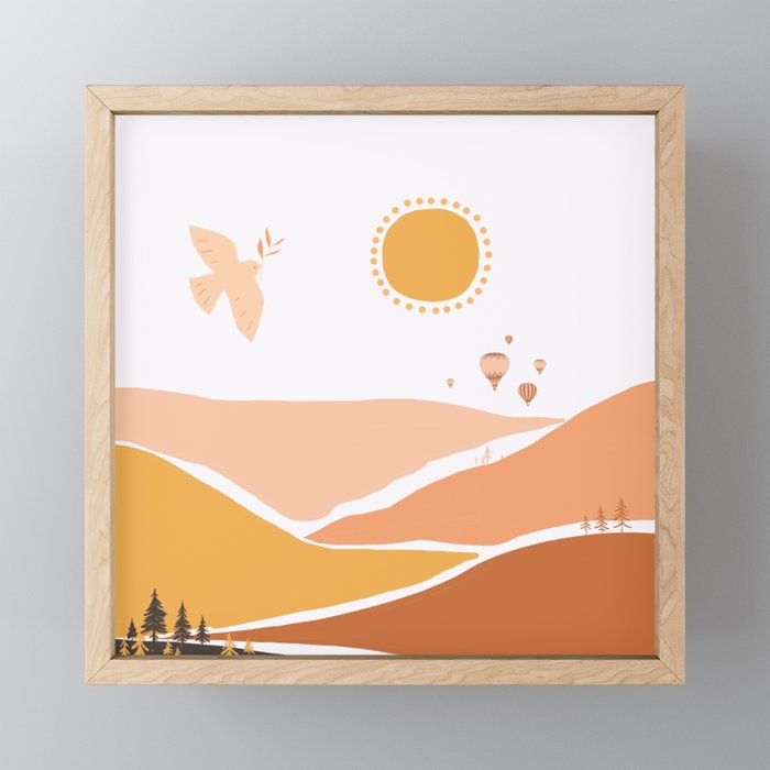 Mountains sunset Framed Mini Art Print