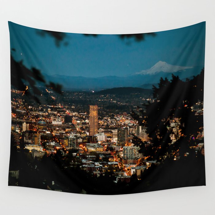 Portland Skyline Wall Tapestry by Coffee & Composition  Society6