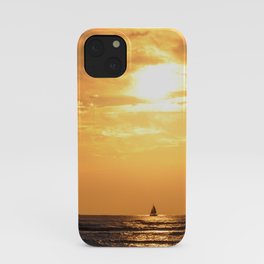 Sunset with sailboat iPhone Case