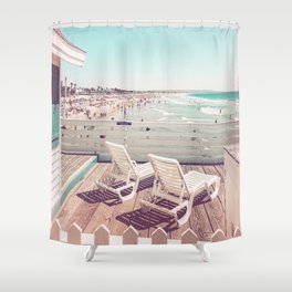 Crystal Pier Cottages at Pacific Beach, San Diego, California Shower Curtain