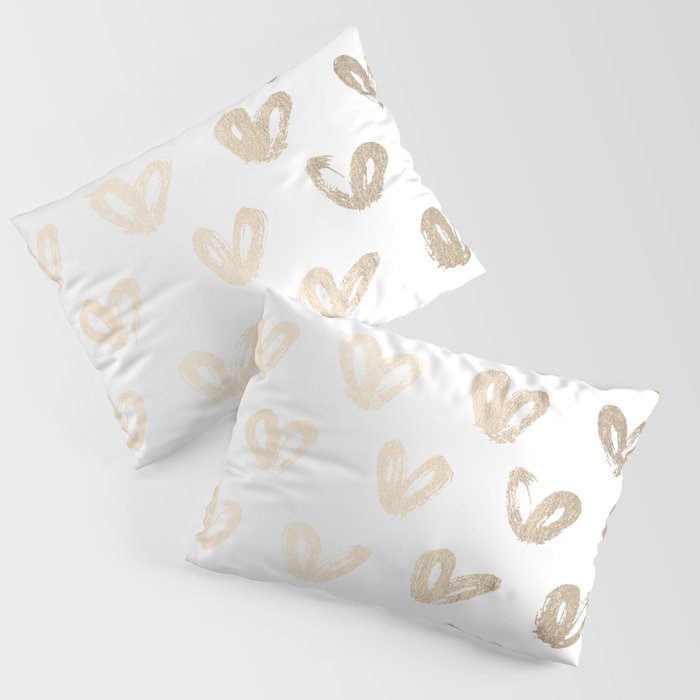 Luxe Gold Hearts on White Pillow Sham