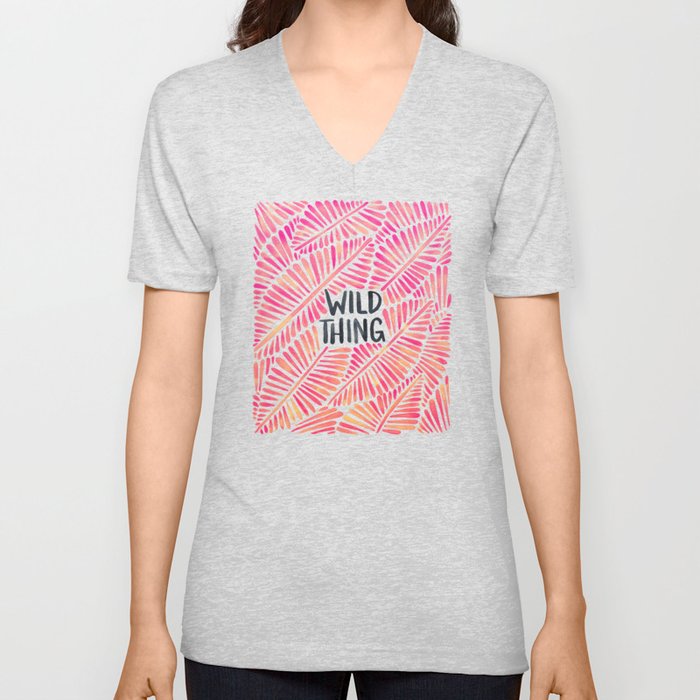 Wild Thing – Pink Ombré & Black Palette V Neck T Shirt