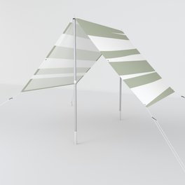 Modern Abstract Stripes Minimalist Pattern in Sage Green and White Sun Shade
