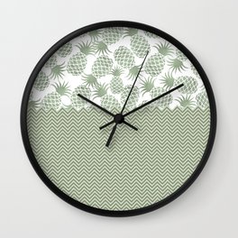 Mint green glitter chevron pineapple geometric pattern Wall Clock