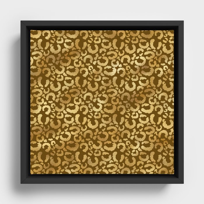 Leopard Gold Brown Modern Collection Framed Canvas