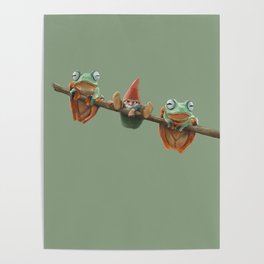 Gnome and frogs Poster