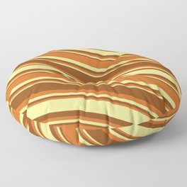 [ Thumbnail: Brown, Chocolate & Tan Colored Stripes/Lines Pattern Floor Pillow ]