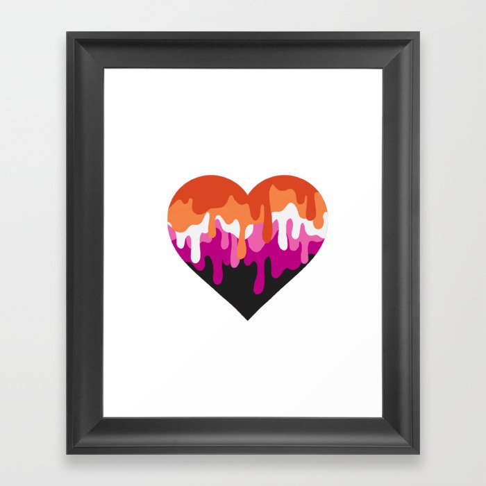 Lesbian Drip Heart Framed Art Print