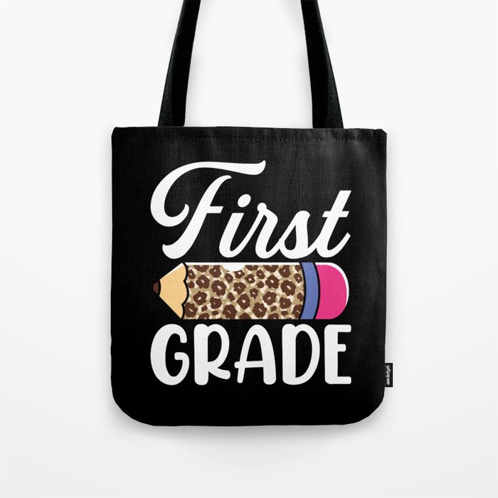 Teacher first grade pencil leopard Tote Bag