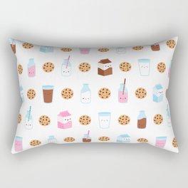 Milk and Cookies Pattern on White Rectangular Pillow