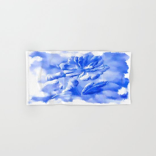 Cyan Painterly Flower Abstract Hand & Bath Towel