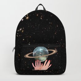 Saturn Disco Backpack | Collage, Surreal, Surrealism, Constellation, Planet, Retro, Curated, Saturn, Hands, 70S 