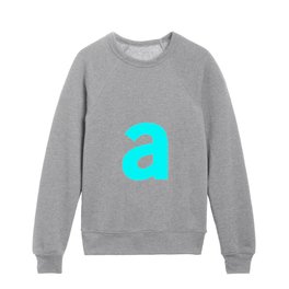 letter A (Cyan & White) Kids Crewneck