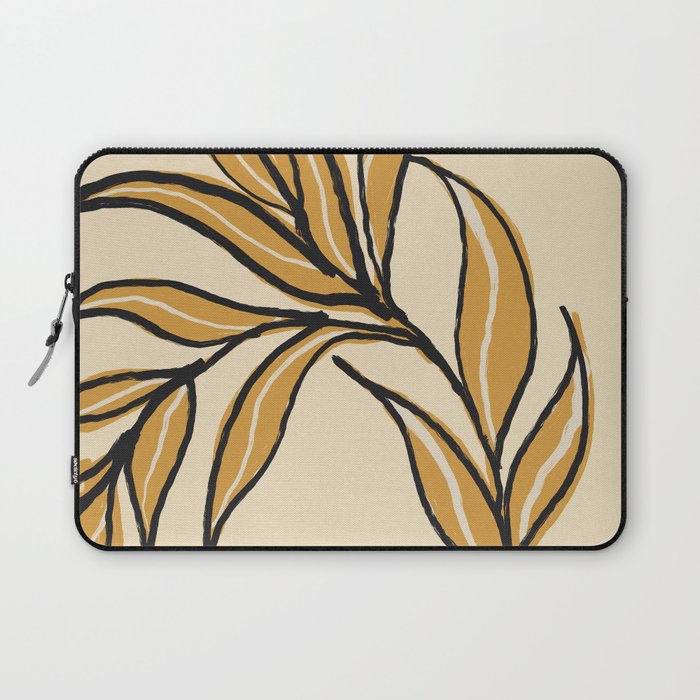 Golden Leaves Line Art Laptop Sleeve