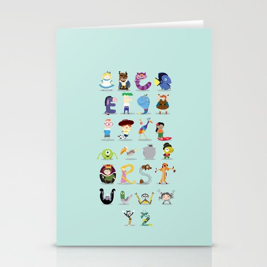 Animated characters abc Stationery Cards
