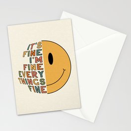 Mental Health I'm Fine Smiley Face Stationery Card