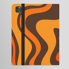 Retro Liquid Swirl Abstract Pattern in 70s Brown and Orange  iPad Folio Case