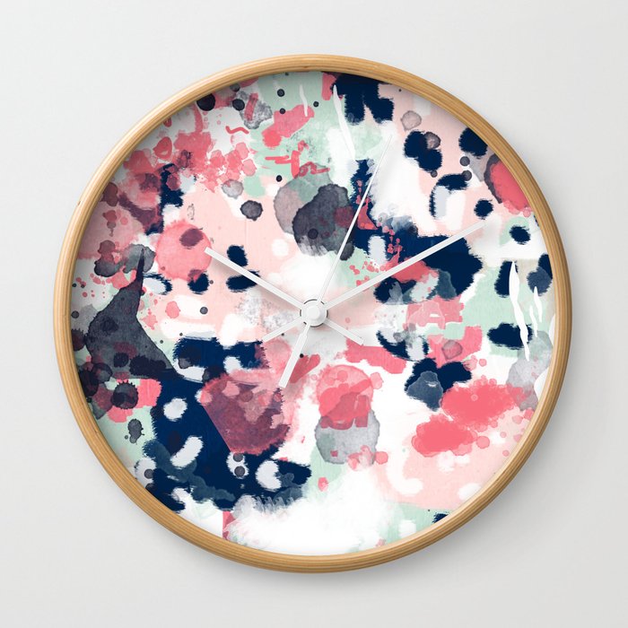 Hayes - abstract painting minimal trendy colors nursery baby decor office art Wall Clock