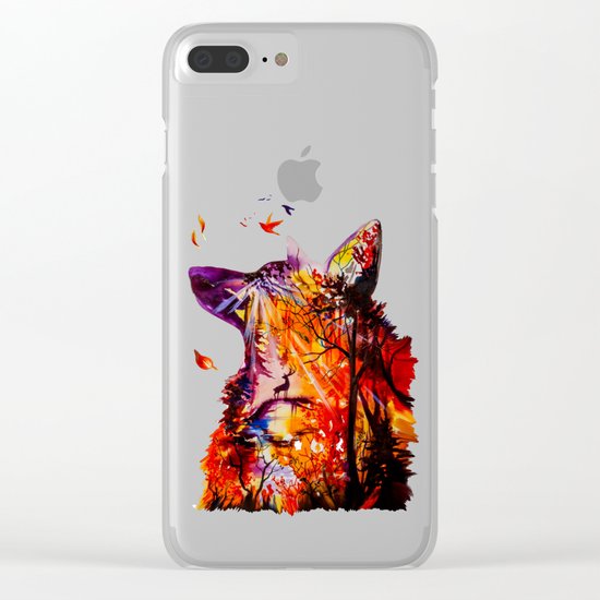 Autumn (The wolf, the deer and the autumn forest) Clear iPhone Case