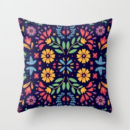 Mexican Flowers Throw Pillow