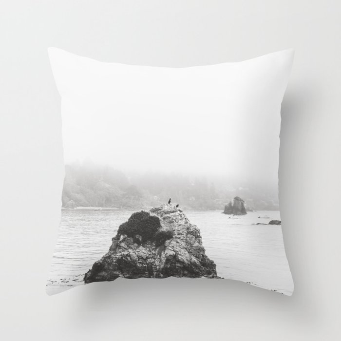 Rock in the Bay - California Coast Photography Throw Pillow