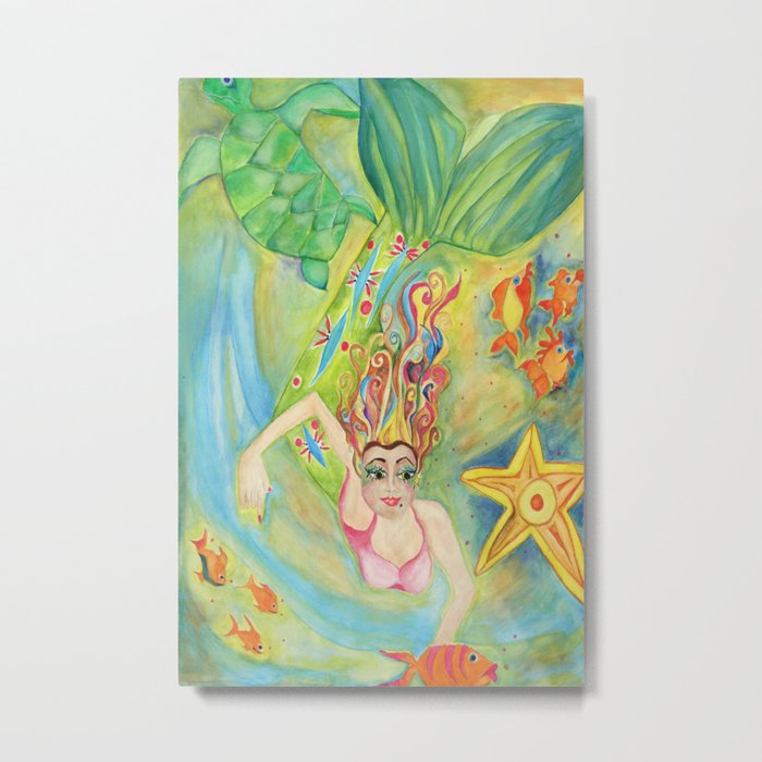 Lady Go Diver - mermaid art -mermaid decor Metal Print