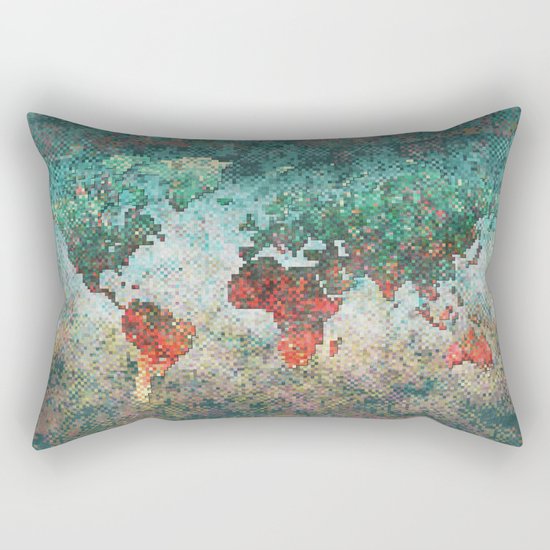World Map Square Rectangular Pillow