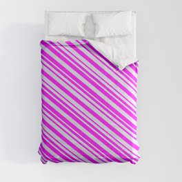 [ Thumbnail: Fuchsia and Lavender Colored Stripes/Lines Pattern Comforter ]