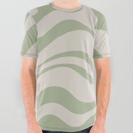 Liquid Swirl Abstract Pattern in Almond and Sage Green All Over Graphic Tee
