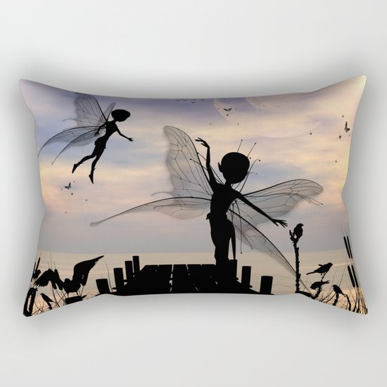Cute fairy dancing on a jetty Rectangular Pillow