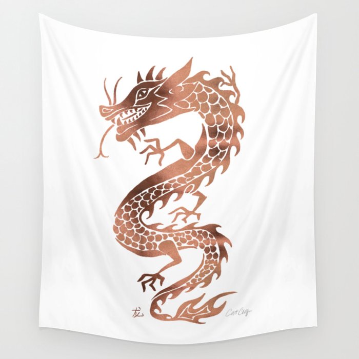 Chinese Dragon – Rose Gold Palette Wall Tapestry