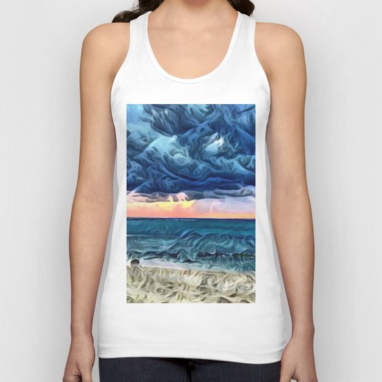 Pastel Sunset on the Beach of the Pacific Ocean Unisex Tank Top