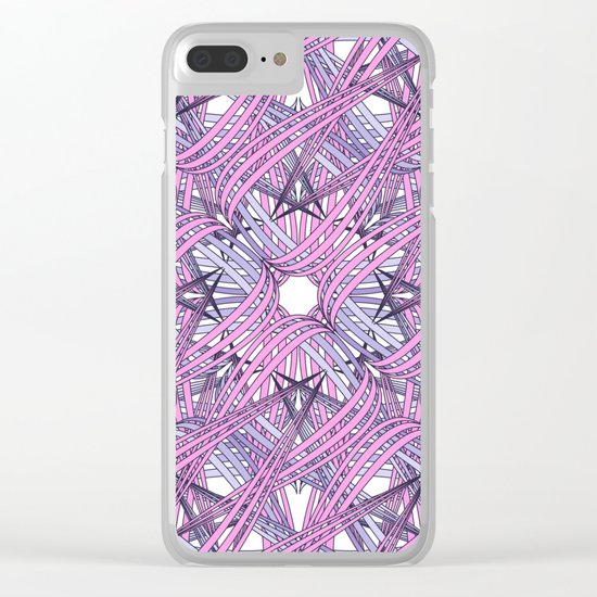 Web in pink and grey Clear iPhone Case