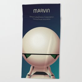 Marvin the Android Beach Towel | Galaxy, Digital, Marvin, H2G2, Travel, Android, Space, Robot, Douglasadams, Towel 