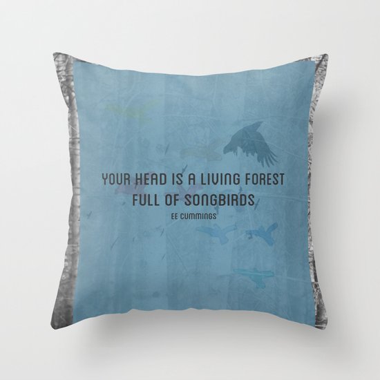 ee cummings - songbirds. Throw Pillow