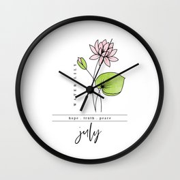 July Birth Flower | Water Lily Wall Clock | Waterlily, Illustration, Personalized, Meaning, Flora, Nature, Flowers, Birthflower, Graphicdesign, Abstract 