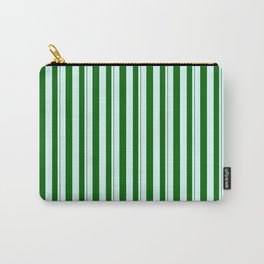 [ Thumbnail: Light Cyan & Dark Green Colored Lined Pattern Carry-All Pouch ]